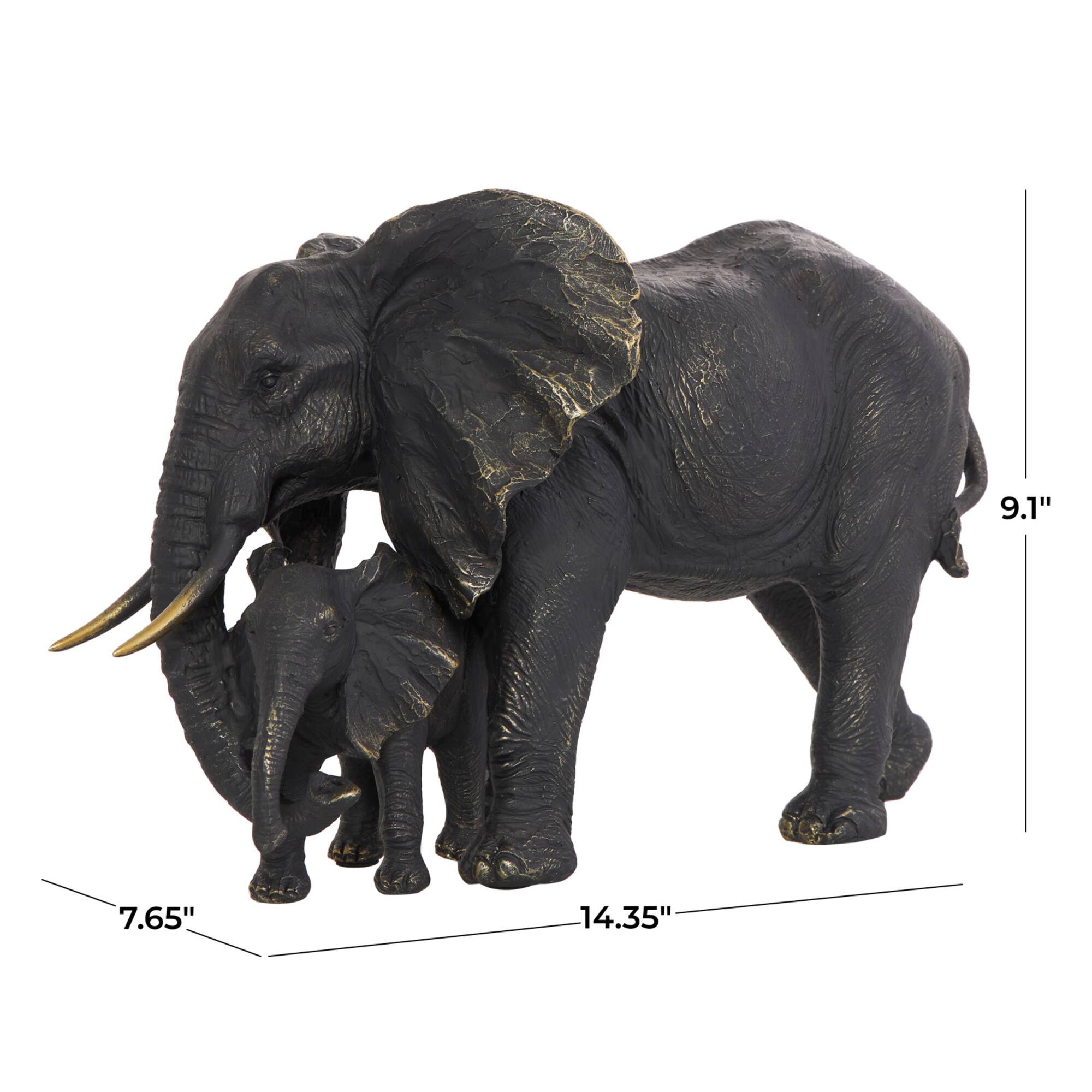14" Bronze Elephant Family Sculpture